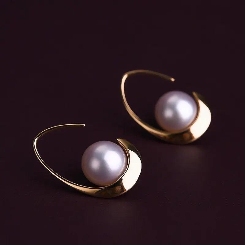 5A+ Akoya Pearl Handmade 18K Solid Yellow Gold Akoya Pearl Earrings, Seawater Pearl, Gift for Her, Anniversary Gift, Gift Idea Etsy