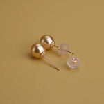 Superior Natural Golden South Sea Pearl 18K Solid Champagne Gold Golden Pearl Earring, Gift for Her, Seawater Pearl Etsy