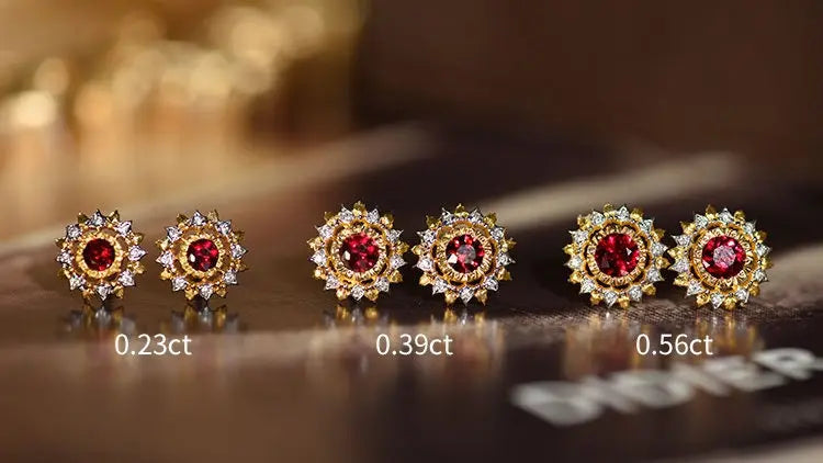 Natural Red Ruby & White Diamond 18K Solid Yellow Gold White Diamond Earrings, Bridal Earring, Anniversary Gift, Retro Earring Etsy