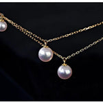 18K Yellow Gold & Natural Akoya Pearl 8mm Handmade Necklace, Seawater Pearl, Pink Pearl, Gift for Her, Anniversary Gift, Gift Idea Etsy