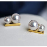 5A+ Four Akoya Pearl Handmade 18K Solid Yellow Gold Akoya Pearl Earrings, Seawater Pearl, Gift for Her, Anniversary Gift, Gift Idea Etsy
