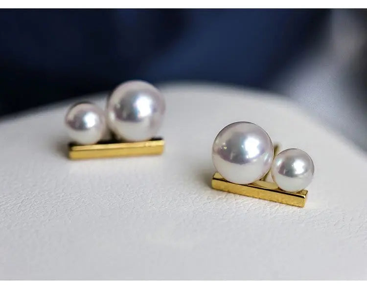 5A+ Four Akoya Pearl Handmade 18K Solid Yellow Gold Akoya Pearl Earrings, Seawater Pearl, Gift for Her, Anniversary Gift, Gift Idea Etsy