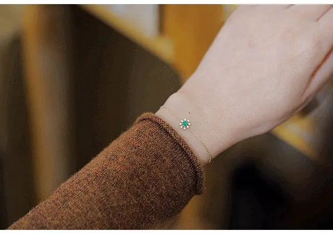 Natural Emerald 9k Yellow Gold Bracelet - Elegant Gemstone Etsy