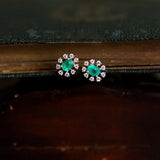 Emerald with Diamond 14k Yellow Solid Gold Earrings, Gift for Her, Anniversary Gift, Fine Jewelry, Gift Idea - LaCorserArtJewelry