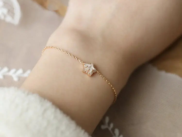 Natural Moonstone Star Cut and Moissanite Handmade 14k Yellow Gold Plated Vermeil Moonstone Bracelets, Gift for Her, Fine Jewelry Etsy