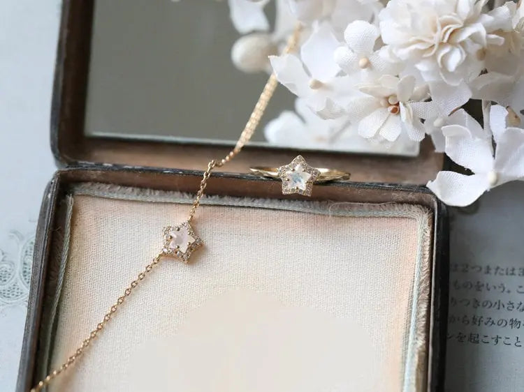 Natural Moonstone Star Cut and Moissanite Handmade 14k Yellow Gold Plated Vermeil Moonstone Bracelets, Gift for Her, Fine Jewelry Etsy