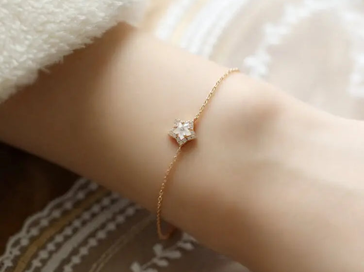 Natural Moonstone Star Cut and Moissanite Handmade 14k Yellow Gold Plated Vermeil Moonstone Bracelets, Gift for Her, Fine Jewelry Etsy