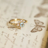 Natural Topaz & High Luster Pearl Ring Handmade 18K Solid Yellow Gold Ring, Cluster Rings, Anniversary Gift Idea, Retro Jewelry Etsy