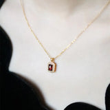 Natural Garnet Handmade 18K Solid Yellow Gold Garnet Ring, Garnet Necklace Gift for Her, Anniversary Gift Idea, Retro Jewelry Etsy