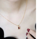 Natural Garnet Handmade 18K Solid Yellow Gold Garnet Ring, Garnet Necklace Gift for Her, Anniversary Gift Idea, Retro Jewelry Etsy