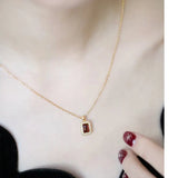Natural Garnet Handmade 18K Solid Yellow Gold Garnet Ring, Garnet Necklace Gift for Her, Anniversary Gift Idea, Retro Jewelry Etsy