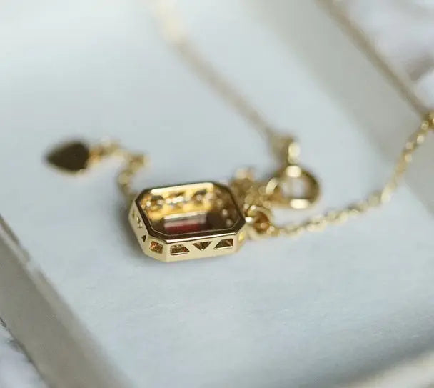 Natural Garnet Handmade 18K Solid Yellow Gold Garnet Ring, Garnet Necklace Gift for Her, Anniversary Gift Idea, Retro Jewelry Etsy