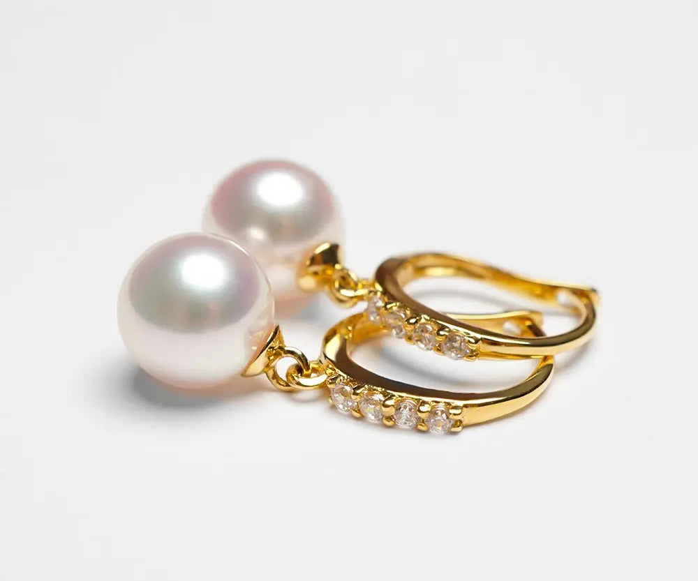AAA+ Akoya Pearl 18K Gold Akoya Pearl Earrings Etsy