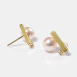 Akoya Pearl Balance Beam Earring, 18K Solid Gold Earrings, Seawater Pearl, Gift for Her, Anniversary Gift, Gift Idea, Retro Jewelry Etsy