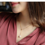 5A+ Akoya Pearl 8mm Handmade 18K Yellow Solid Gold Necklace, Seawater Pearl, Pink Pearl, Gift for Her, Anniversary Gift, Gift Idea Etsy