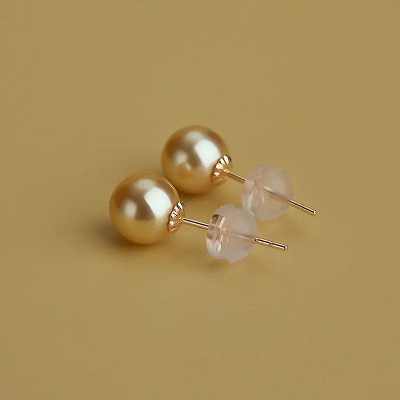Golden South Sea Pearl Earrings - 18K Champagne Gold Etsy