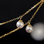 18K Yellow Gold & Natural Akoya Pearl 8mm Handmade Necklace, Seawater Pearl, Pink Pearl, Gift for Her, Anniversary Gift, Gift Idea Etsy