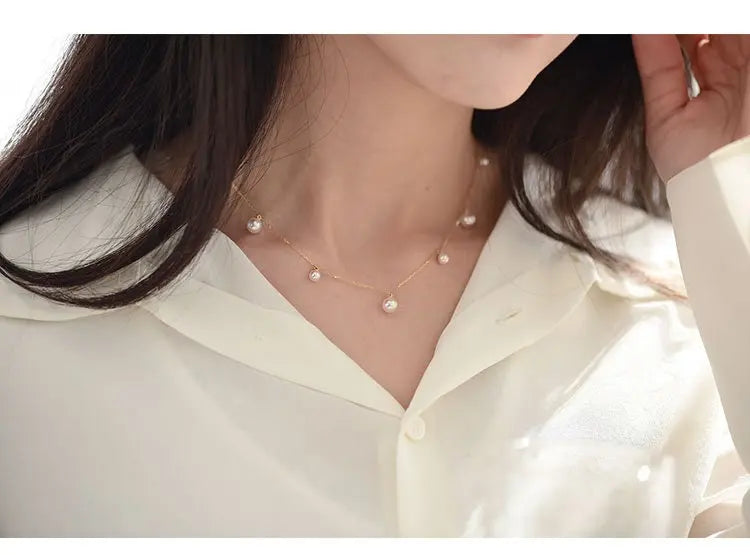 18K Yellow Gold & Natural Akoya Pearl 8mm Handmade Necklace, Seawater Pearl, Pink Pearl, Gift for Her, Anniversary Gift, Gift Idea Etsy