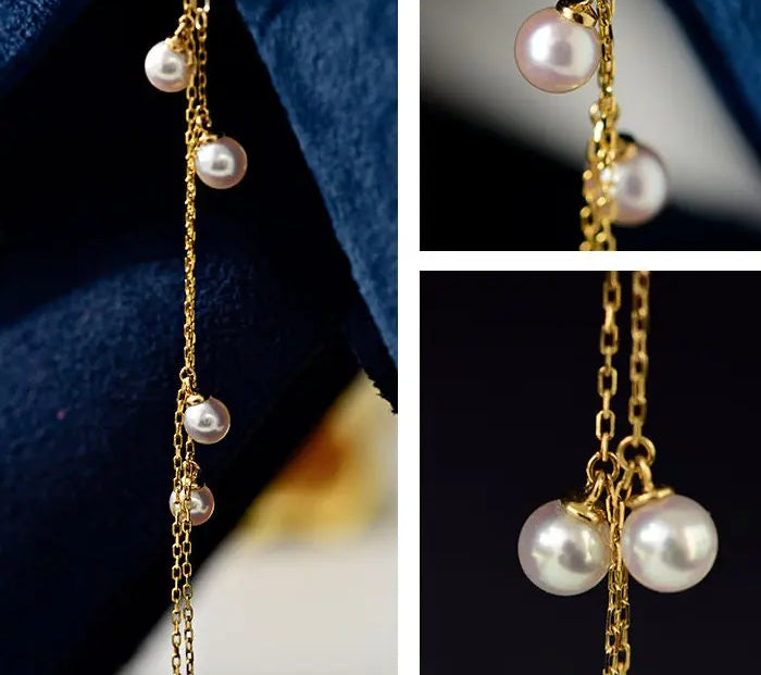 18K Yellow Gold & Natural Akoya Pearl 8mm Handmade Necklace, Seawater Pearl, Pink Pearl, Gift for Her, Anniversary Gift, Gift Idea Etsy