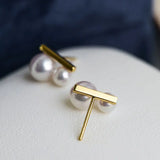 5A+ Four Akoya Pearl Handmade 18K Solid Yellow Gold Akoya Pearl Earrings, Seawater Pearl, Gift for Her, Anniversary Gift, Gift Idea Etsy