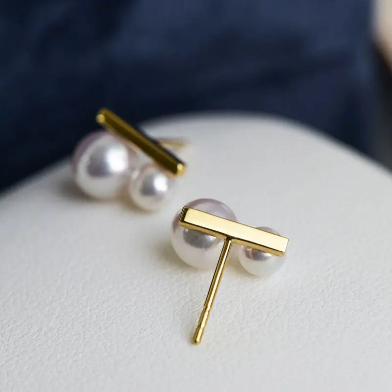 5A+ Four Akoya Pearl Handmade 18K Solid Yellow Gold Akoya Pearl Earrings, Seawater Pearl, Gift for Her, Anniversary Gift, Gift Idea Etsy