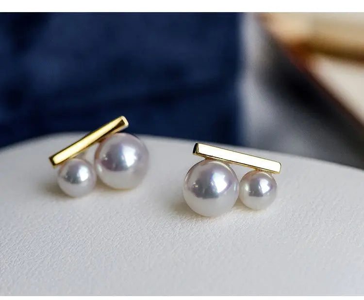 5A+ Four Akoya Pearl Handmade 18K Solid Yellow Gold Akoya Pearl Earrings, Seawater Pearl, Gift for Her, Anniversary Gift, Gift Idea Etsy
