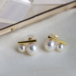 5A+ Four Akoya Pearl Handmade 18K Solid Yellow Gold Akoya Pearl Earrings, Seawater Pearl, Gift for Her, Anniversary Gift, Gift Idea Etsy