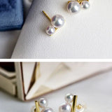 5A+ Four Akoya Pearl Handmade 18K Solid Yellow Gold Akoya Pearl Earrings, Seawater Pearl, Gift for Her, Anniversary Gift, Gift Idea Etsy