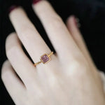 Natural Amethyst Handmade 18K Solid Yellow Gold Amethyst Ring, Stackable Rings, Cluster Rings, Gift Idea - LaCorserArtJewelry
