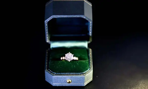 Hexagon Velvet Leather Mini Ring Box - Sapphire Blue Engagement Wedding Keepsake Etsy