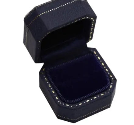 Hexagon Velvet Leather Mini Ring Box - Sapphire Blue Engagement Wedding Keepsake Etsy