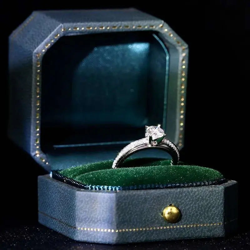 Sapphire Blue Velvet Leather Mini Ring Box Etsy