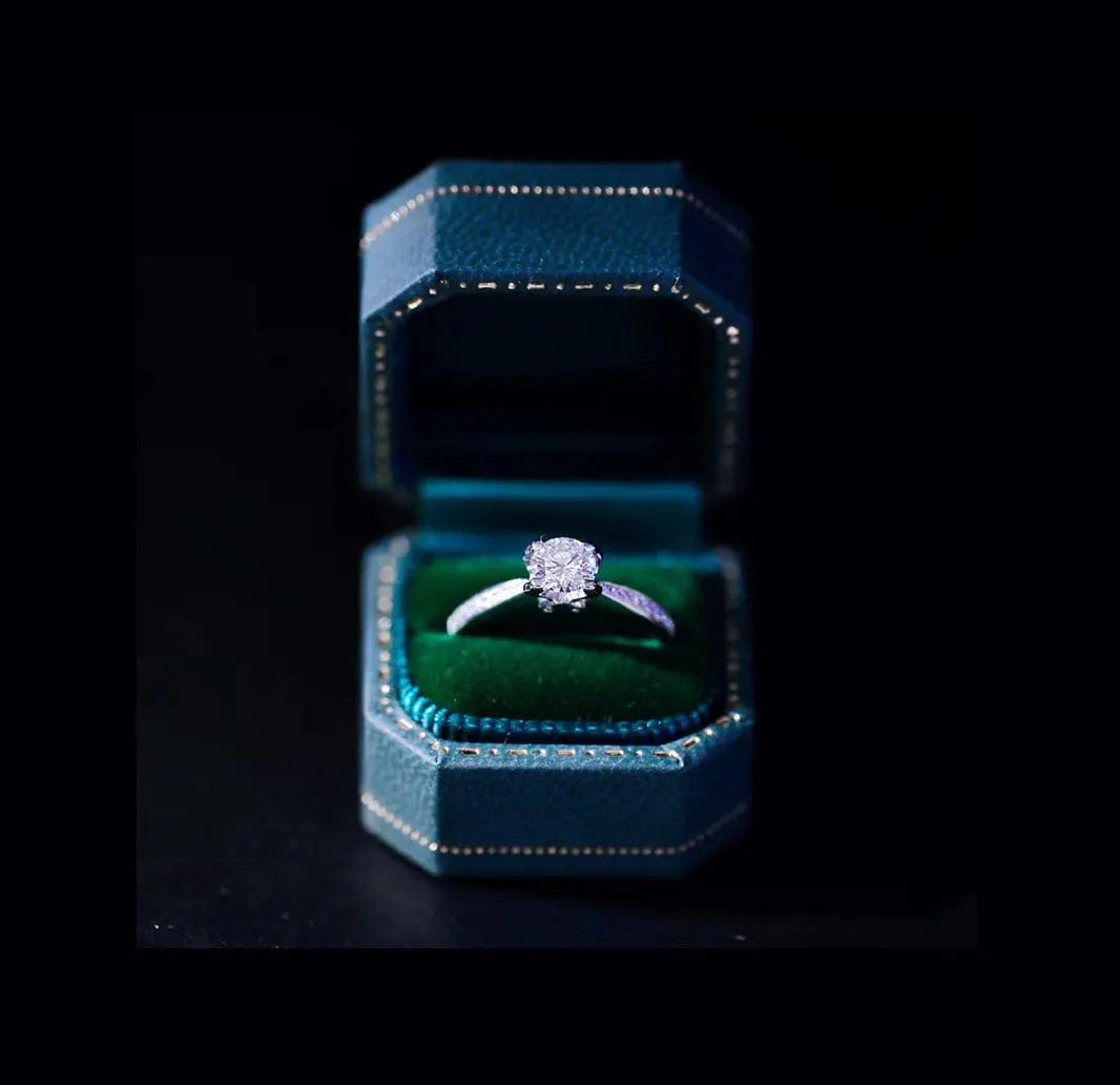 Hexagon Velvet Leather Mini Ring Box - Sapphire Blue Engagement Wedding Keepsake Etsy