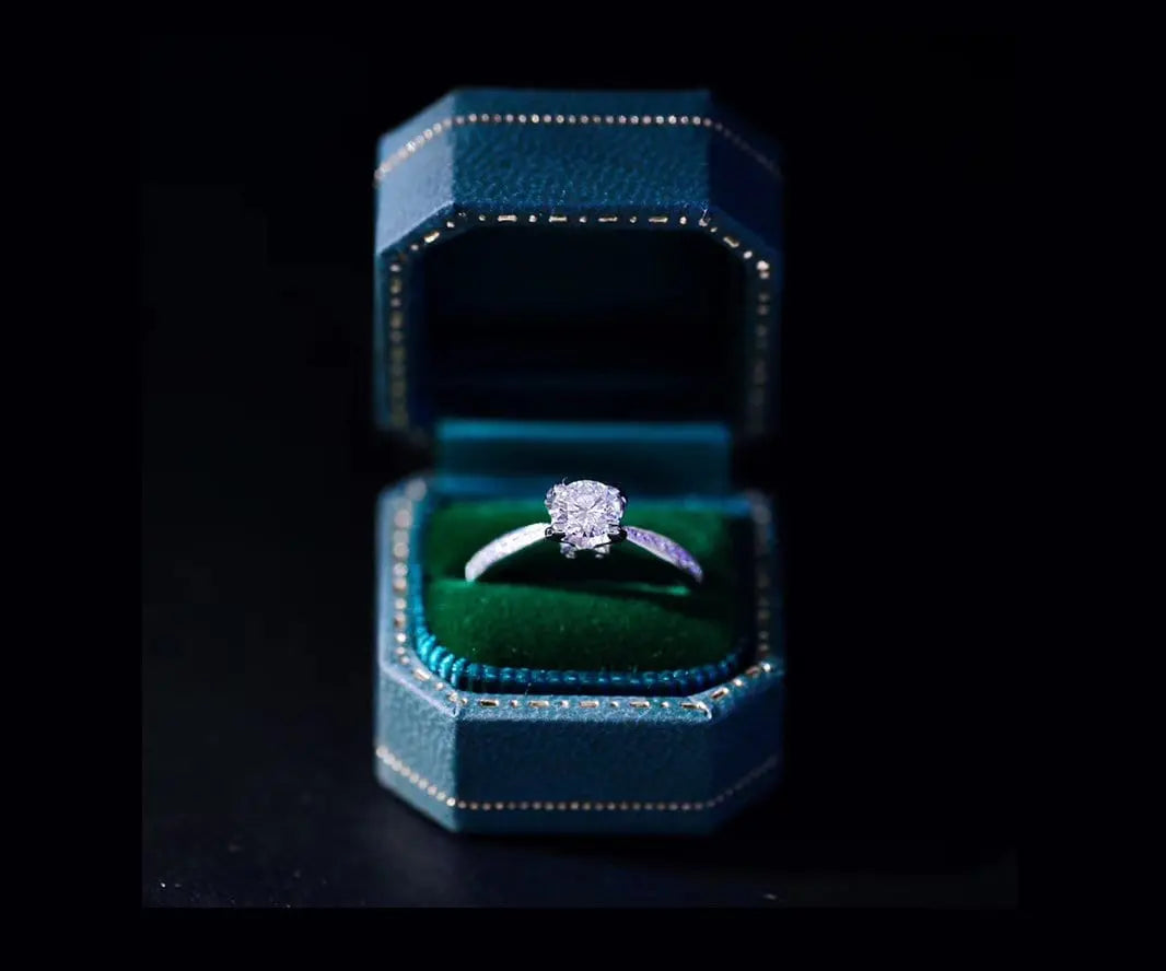 Hexagon Velvet Leather Mini Ring Box - Sapphire Blue Engagement Wedding Keepsake Etsy
