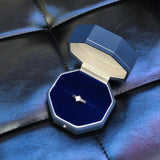 Flannel and Leather Ring Earrings Box Double Octagon - Sapphire Blue  | Double Octagon Box - Engagement & Wedding Set Elegant Keepsake Box - LaCorserArtJewelry