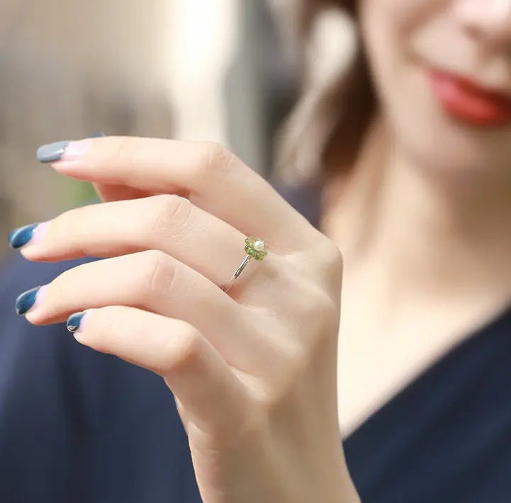Natural Seawater Pearl Akoya Pearl & Red Tourmaline Handmade S925 Silver Akoya Pearl Ring, Gift Idea, Flower Ring, Tourmaline Ring Etsy
