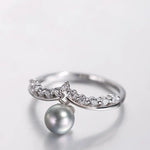 Akoya Pearl Cluster Ring - 14K White Gold Crown Ring Silver Pearl Etsy