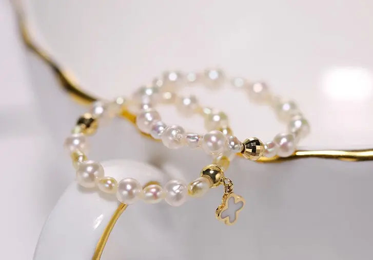 Akoya Pearl Ring - 18K Yellow Gold Band Etsy