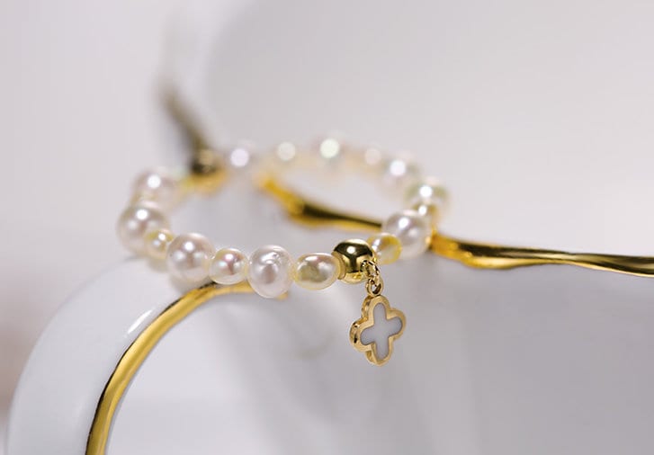 Natural Akoya Pearl Ring Handmade 18K Yellow Gold Golden Pearl Ring, Gift Idea, Band Ring, White Beaded Pearl Ring Etsy