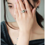 Hollow Out Desgin Tahitian Peacock Green Pearl 18k Ring, 18K Solid White Gold Ring, Carved Ring, Valentine's Day Gift Idea for Her Etsy