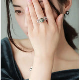 Hollow Out Desgin Tahitian Peacock Green Pearl 18k Ring, 18K Solid White Gold Ring, Carved Ring, Valentine's Day Gift Idea for Her Etsy