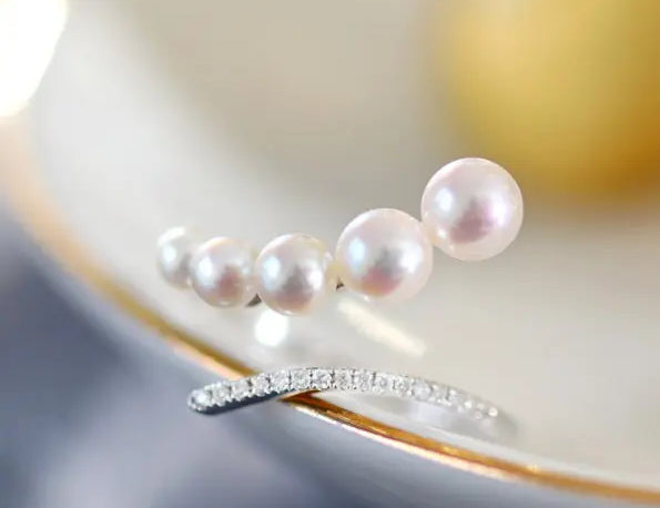 Akoya Pearl  Diamond Ring - 18K Yellow Gold White Pink Pearl Etsy