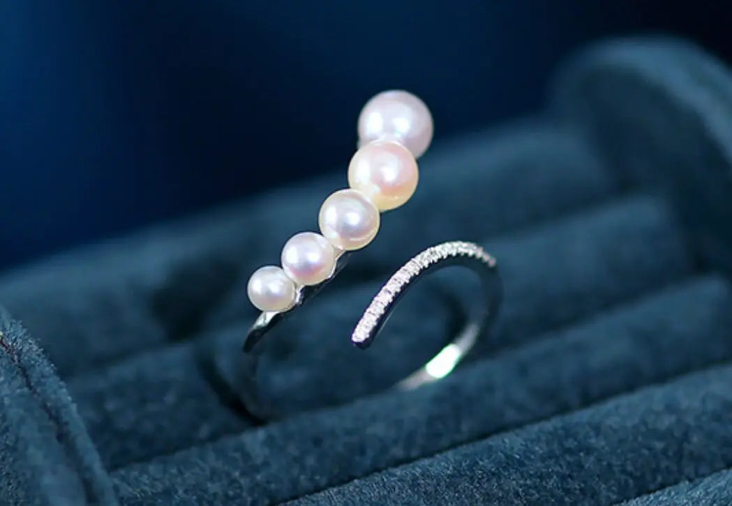 Akoya Pearl  Diamond Ring - 18K Yellow Gold White Pink Pearl Etsy