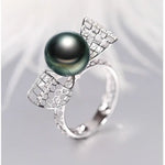 Hollow Out Desgin Tahitian Peacock Green Pearl 18k Ring, 18K Solid White Gold Ring, Carved Ring, Valentine's Day Gift Idea for Her Etsy