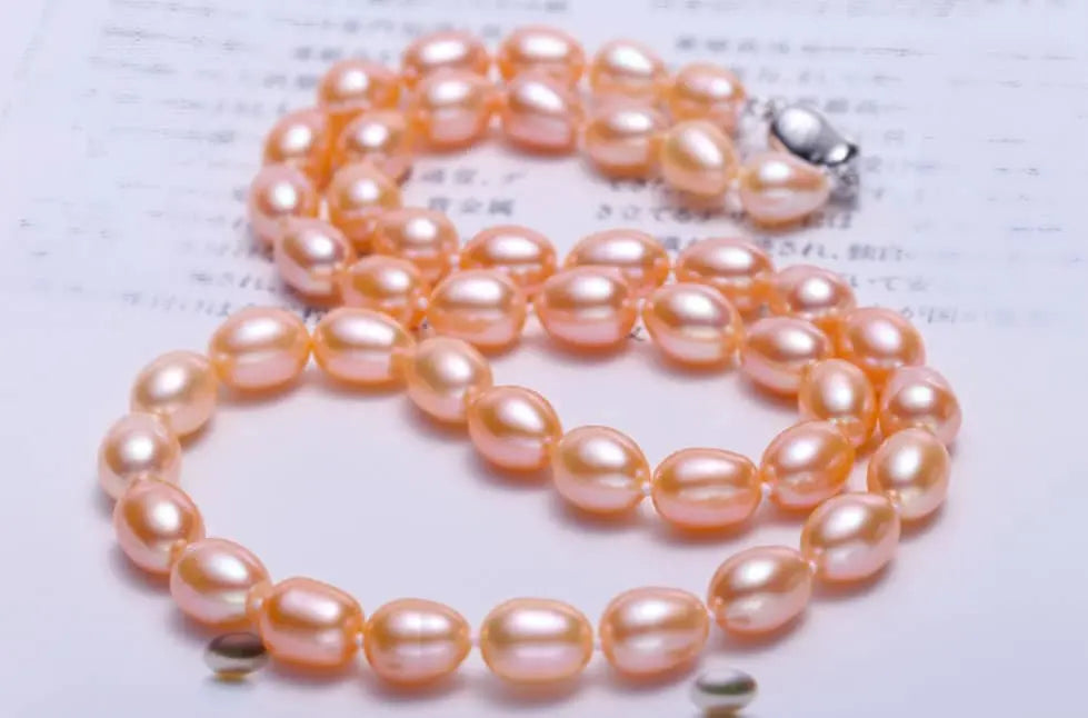 3+Color Freshwater Pearl Handmade 925 Silver Oval Purple Pearl Necklace, Freshwater Pearl Necklace, Pink Pearl, Golden Pearl Beaded Necklace Etsy