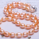 3+Color Freshwater Pearl Handmade 925 Silver Oval Purple Pearl Necklace, Freshwater Pearl Necklace, Pink Pearl, Golden Pearl Beaded Necklace Etsy