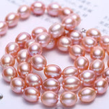 3+Color Freshwater Pearl Handmade 925 Silver Oval Purple Pearl Necklace, Freshwater Pearl Necklace, Pink Pearl, Golden Pearl Beaded Necklace Etsy