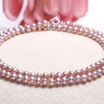 5A+ High Luster Pink Purple Pearl Handmade Silver 925 Beaded Pearl Necklace, Freshwater Pearl Choker, Pink Pearl, Beaded Choker, Gift Idea - LaCorserArtJewelry