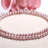 5A+ High Luster Pink Purple Pearl Handmade Silver 925 Beaded Pearl Necklace, Freshwater Pearl Choker, Pink Pearl, Beaded Choker, Gift Idea - LaCorserArtJewelry