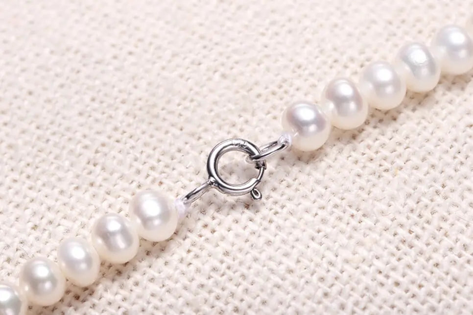 5A+ High Luster White Pearl Handmade Silver 925 Beaded Pearl Necklace, Freshwater Pearl Choker, Pink Pearl, Beaded Choker, Gift Idea Etsy